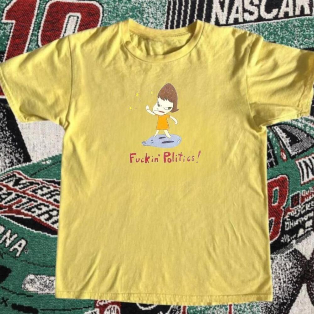 Yellow F Ckin Politics Graphic Tee - Picture 1 of 4